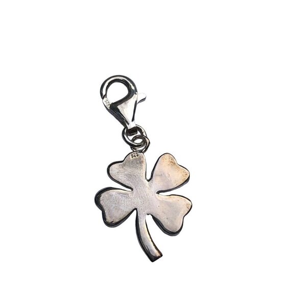 LILLIAN Vernon Sterling Silver Charm Shamrock Clover Enamel Green 925 New - Picture 2 of 5